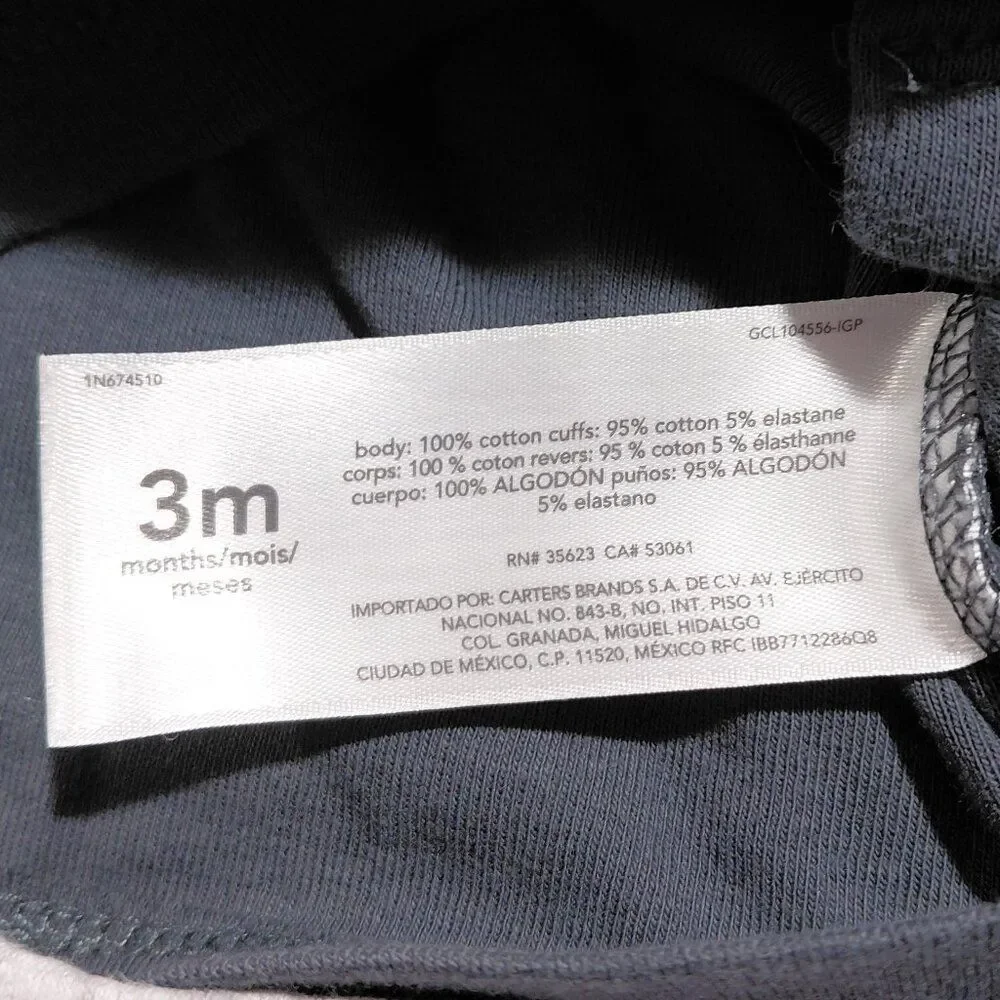 Carter's Two-Piece Set Hoodie & Pants 3M 100% Cotton Woodsy Adventure Raw Seam